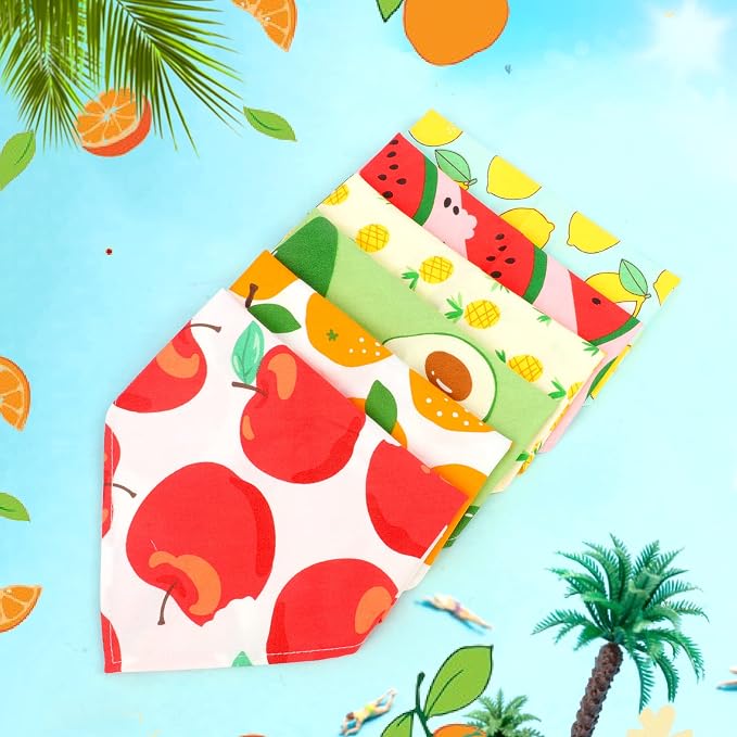 6 Pack Spring Summer Dog Bandanas Hawaii Fruit Pattern, Dog Bandanas Scarf Bibs - Image 7