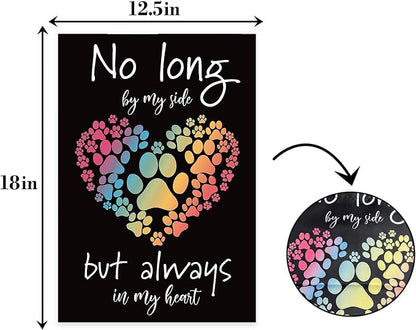 No long by my side but always in my heart Garden Flag, Pet Memorial Garden Flag - Image 2