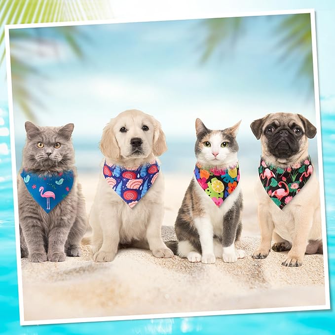 Sanwuta 48 Pcs Dog Bandana Bulk Summer Scarf Washable Flamingo Dogs Bibs - Image 4