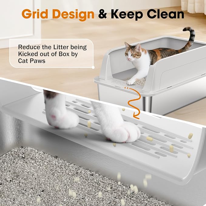 2PACK Stainless Steel Litter Box, Extra Large Litter Boxes - Image 5