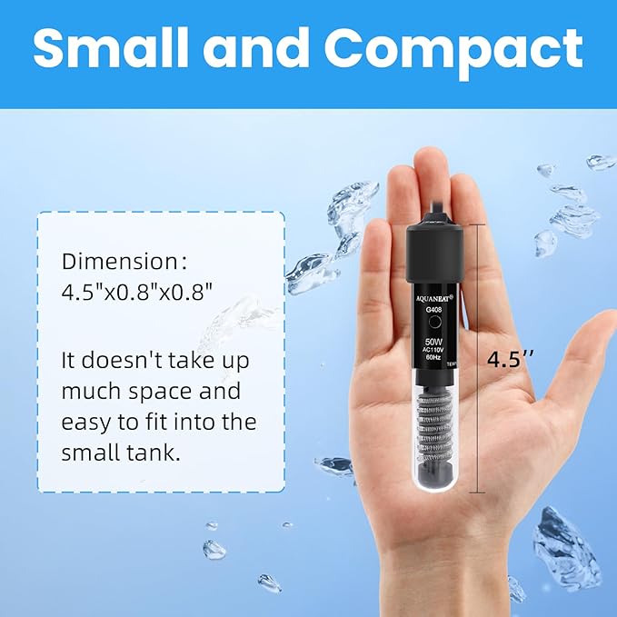 AQUANEAT Aquarium Heater, 50W Small Betta Fish Tank Heater, Mini Preset Water - Image 2