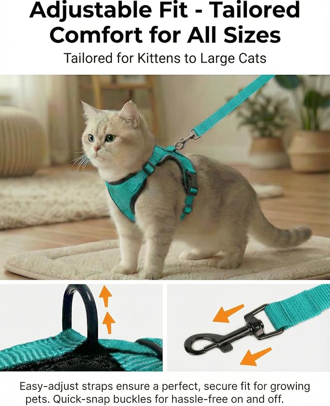 Luxelle 2 Pack Escape-Proof Cat Harness and Leash Set - Image 4