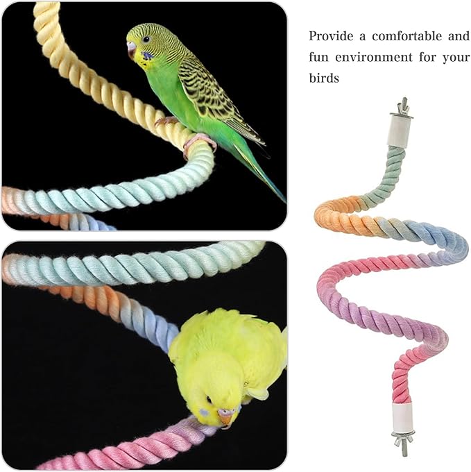 3pcs Gradient Colorful Bird Rope Perch Stand, Bird Cage Climbing Rope Toys - Image 7