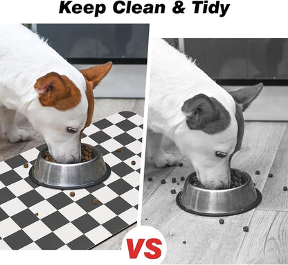 Checkered Dog Food Mat, Absorbent Leak-Proof Pet Feeding Mat, Quick Dry Cat - Image 8