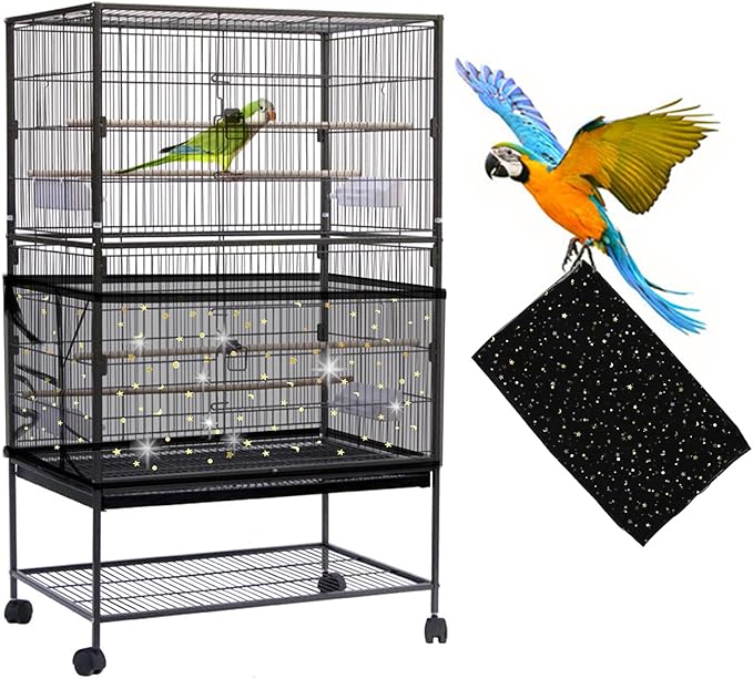 Daoeny Large Bird Cage Cover, Bird Cage Seed Catcher, Adjustable Soft Nylon by Daoeny