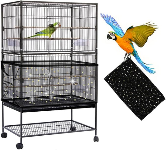 Daoeny Large Bird Cage Cover, Bird Cage Seed Catcher, Adjustable Soft Nylon by Daoeny
