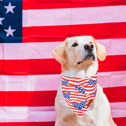 PTDECOR American Flag Dog Bandana 4th of July Dog Scarf Reversible Red Blue - Image 2