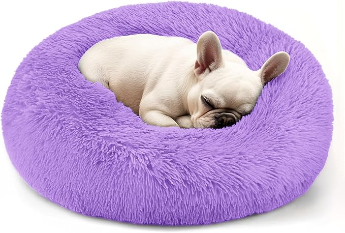 Dogs Bed for Small Dogs, Anti-Anxiety Washable Round Bed by Hoewina