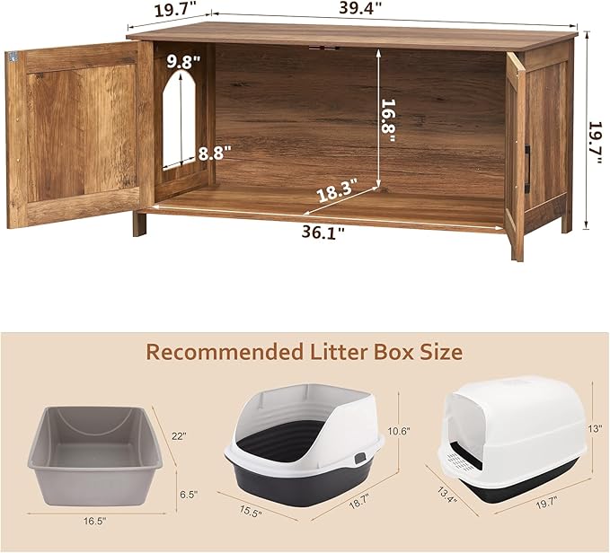 Homhedy 39.4" L Cat Litter Box Enclosure, Pet House - Image 5