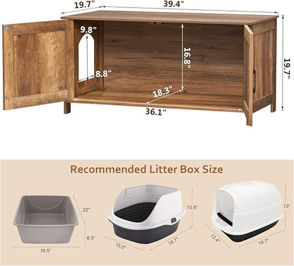Homhedy 39.4" L Cat Litter Box Enclosure, Pet House - Image 5