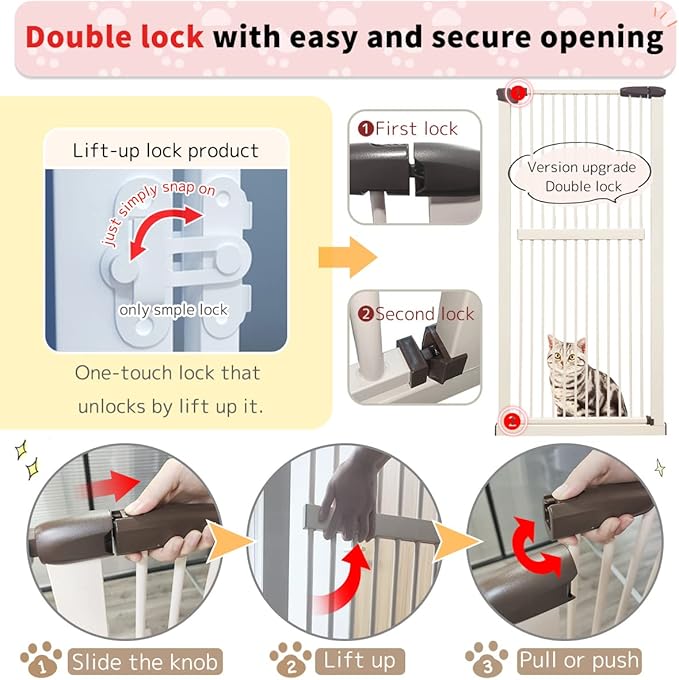 Lumizone Extra Tall Cat Gate 61.02" High Pressure Mounted Extra Wide - Image 8