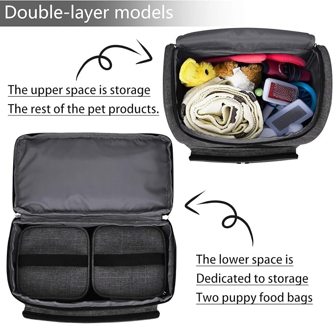 BAGLHER Pet Travel Bag, Double-Layer Pet Supplies Backpack, Pet Travel Backpack - Image 6