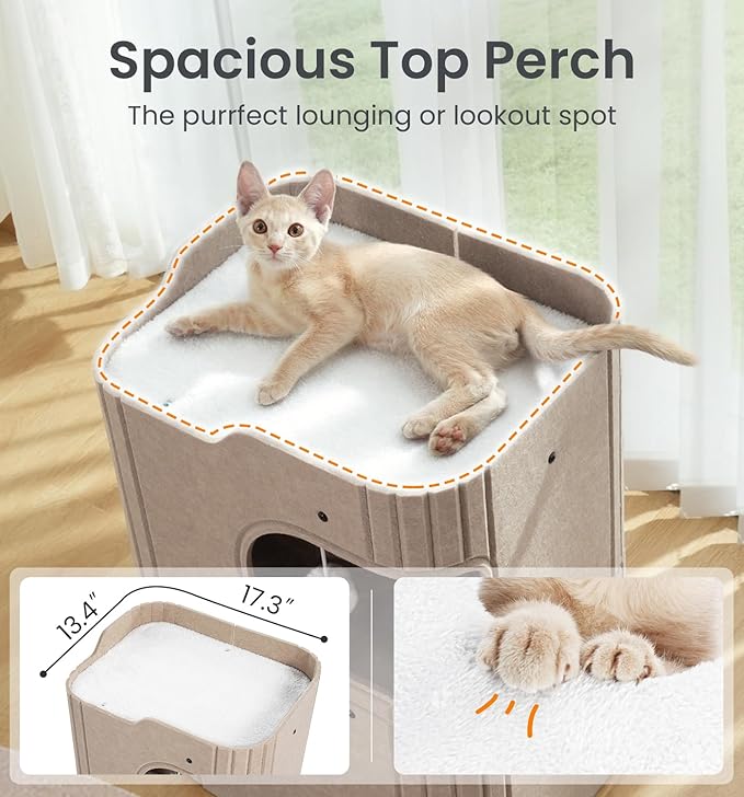 Made4Pets Cat House for Indoor Use, 2-Storey Cube Bed Cave, Covered Hideaway - Image 4