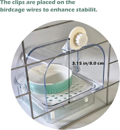 Bird Cage Feeder with Ceramic Bowl, 2 in 1 No Mess Bird Feeder and Transparent - Image 4