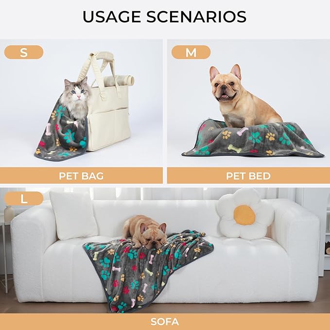 Luciphia 1 Pack 3 Blankets Fluffy Premium Fleece Pet Blanket Flannel Paw - Image 2