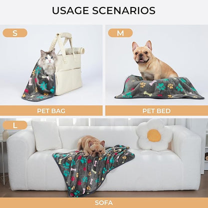 Luciphia 1 Pack 3 Blankets Fluffy Premium Fleece Pet Blanket Flannel Paw - Image 2