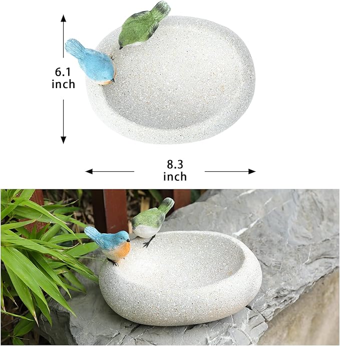 MUMTOP Bird Baths for Outdoors, Antique Outdoor Garden Bird Bath Resin Birdbath - Image 5
