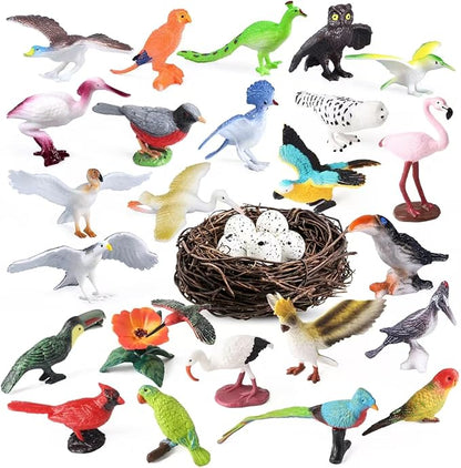 30Pcs Birds Animal Figures Playset, Hummingbird, Flamingo by kukifun