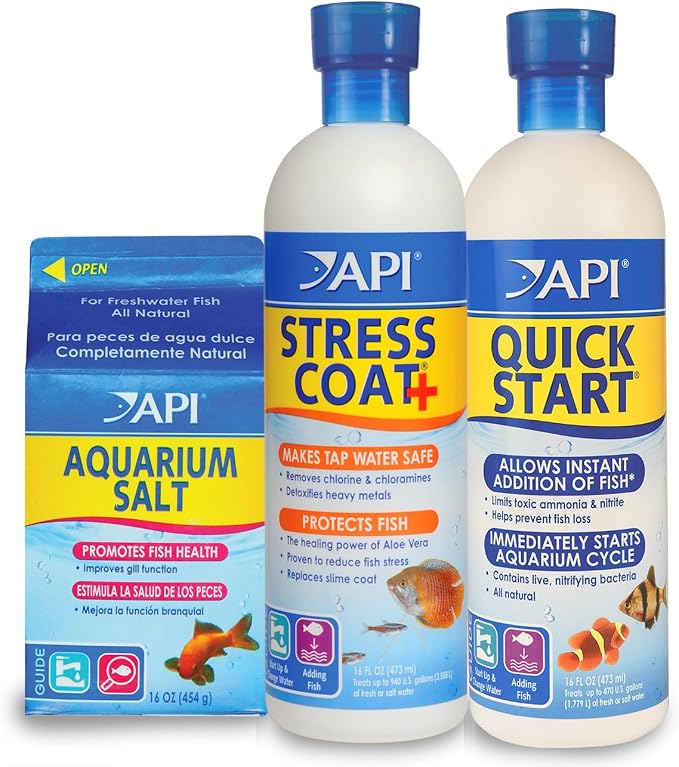 API Aquarium Starter Bundle Pack: One API QUICK START 16 oz., one API STRESS by API