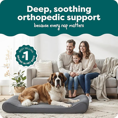FurHaven Orthopedic Dog Bed for Large Dogs, Luxe Lounger Contour Mattress - Image 2