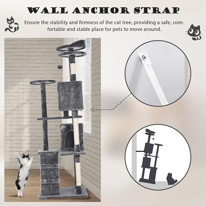 Heavy Duty Cat Tree Tower, Cat Condo, Hanging Ball - Image 2