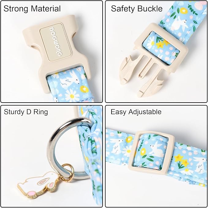 DOGWONG Easter Dog Collar-Cute Easter Rabbit Bunnies Egg Dog Collar, Adjustable - Image 3