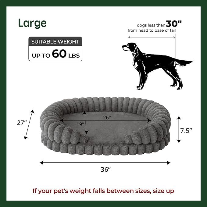 BALANCE Calming Dog Bed for Large Sized Dogs, 36 Inches Oval Washable Pet Bed - Image 5