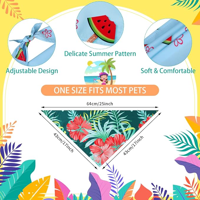 100 Pcs Hawaiian Dog Bandanas Bulk Pet Bibs Colorful Triangle Scarf Pet Bandanas - Image 2