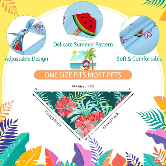 100 Pcs Hawaiian Dog Bandanas Bulk Pet Bibs Colorful Triangle Scarf Pet Bandanas - Image 2