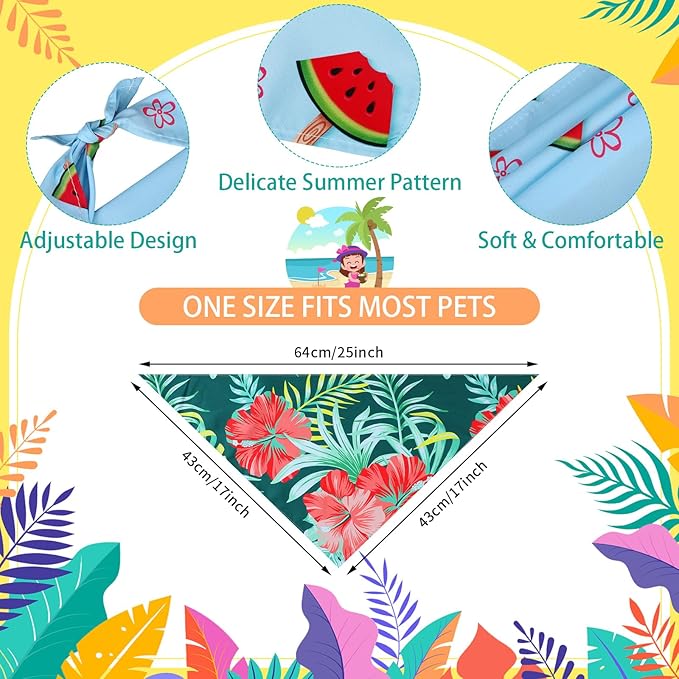 150 Pcs Hawaiian Dog Bandanas Bulk Pet Bibs Colorful Triangle Scarf Pet Bandanas - Image 2