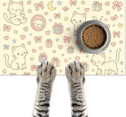 Cute Cat Pet Feeding Mat Adorable Kitten Food Placemat by HOMETITUTE
