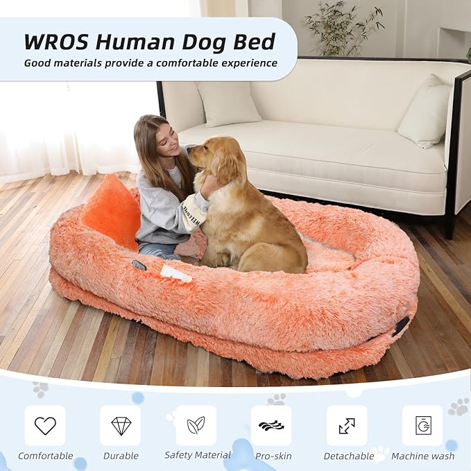 Human Dog Bed, Washable Faux Fur Pet Bed - Image 2