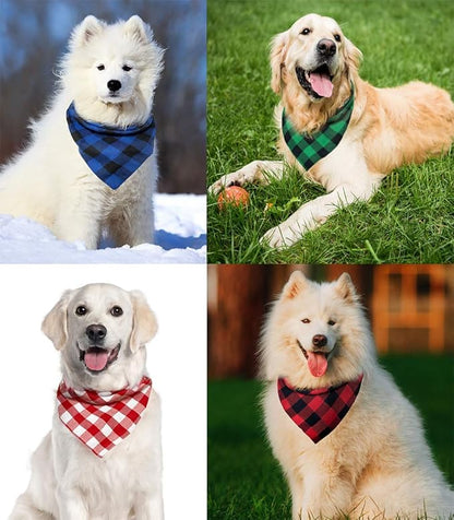 Christmas Plaid Bandana with Button, Fall Soft Cotton Triangle Dog Scarf - Image 5