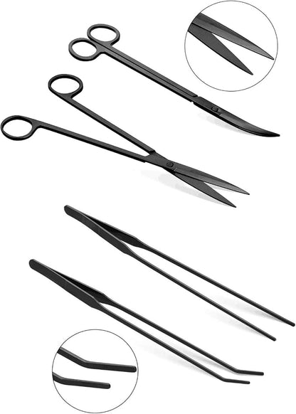 Aquascaping Tools 7 in 1 Kit Aquarium Plant Scissors Tools Set Curved & Waved - Image 4