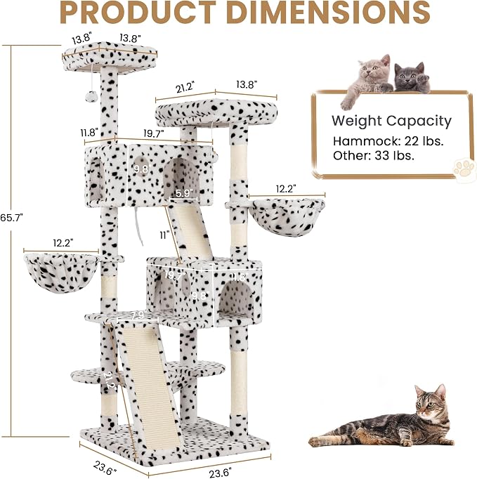 SHA CERLIN 65in Larger Cat Tree Tower Condo - Image 8