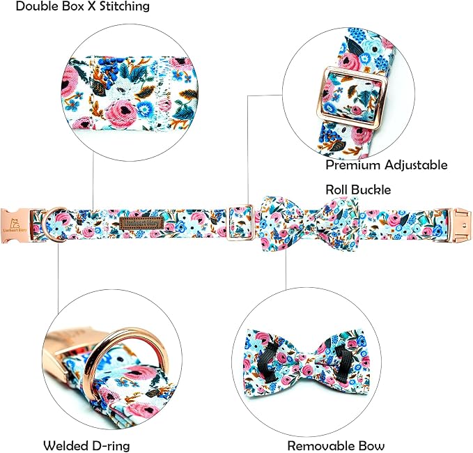 Lionheart glory Dog Collar Bow Collar Floral Dog Collar - Image 2