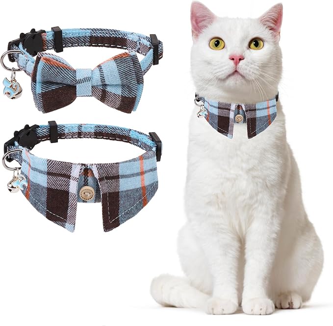 Cat Collar with Bells Breakaway, Bowtie Cat Collar by DILLYBUD