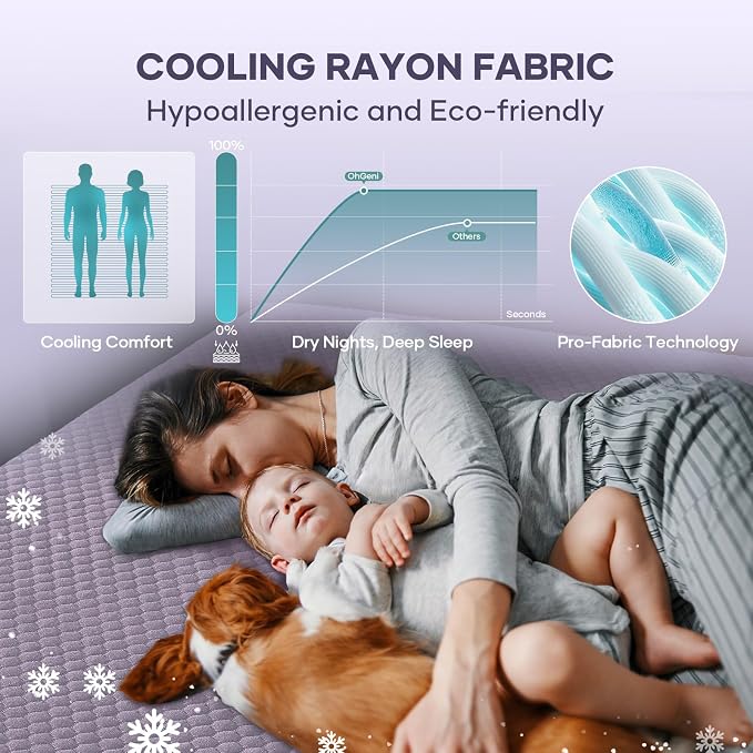 OhGeni 100% Waterproof Mattress Protector, Queen Size Mattress Soft Pad - Image 4