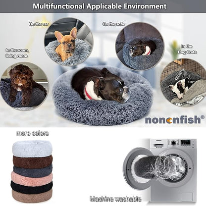 Small Calming Dogs Bed for Small Dogs Anti-Anxiety Machine Washable Fluffy - Image 3