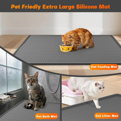 47" x 35" Silicone Cat Food Mat, Waterproof Pet Feeding Mat - Image 7