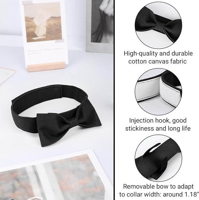 Segarty Dog Bowtie Neck Girth 12.6-18.1in, Adjustable Black Bowtie Collar - Image 2