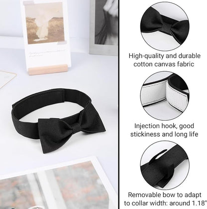Segarty Dog Bowtie Neck Girth 12.6-18.1in, Adjustable Black Bowtie Collar - Image 2