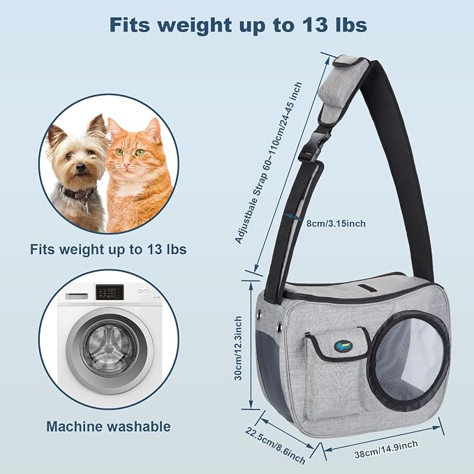 OWNPETS Pet Sling Carrier, Pet Airline Carrier Travel Bag, Fit 10~13lb Small - Image 7