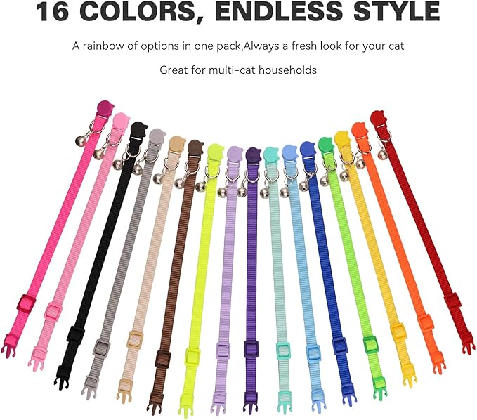 16 PCS Breakaway Cat Collars, Kitten Collar - Image 3