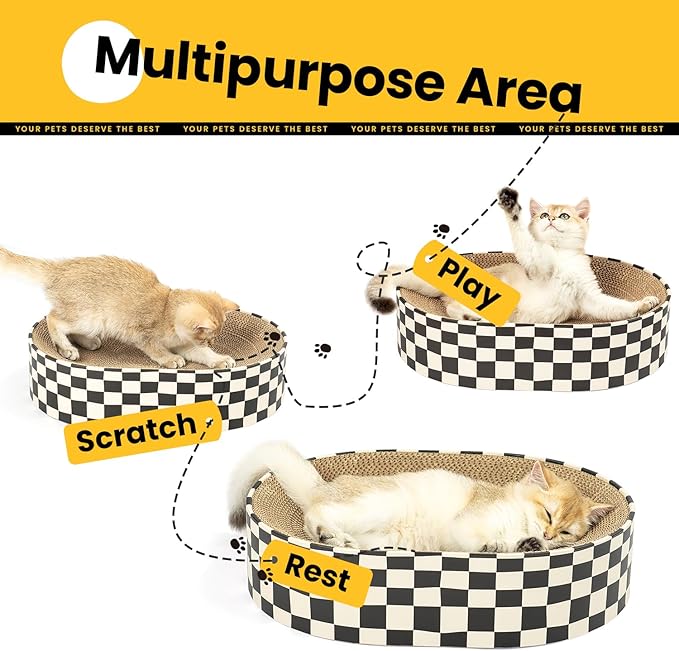 Large Oval Cat Scratcher Bowl, Cardboard Cat Scratching Pad & Lounge Bed - Image 3