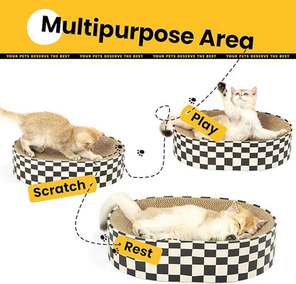 Large Oval Cat Scratcher Bowl, Cardboard Cat Scratching Pad & Lounge Bed - Image 3