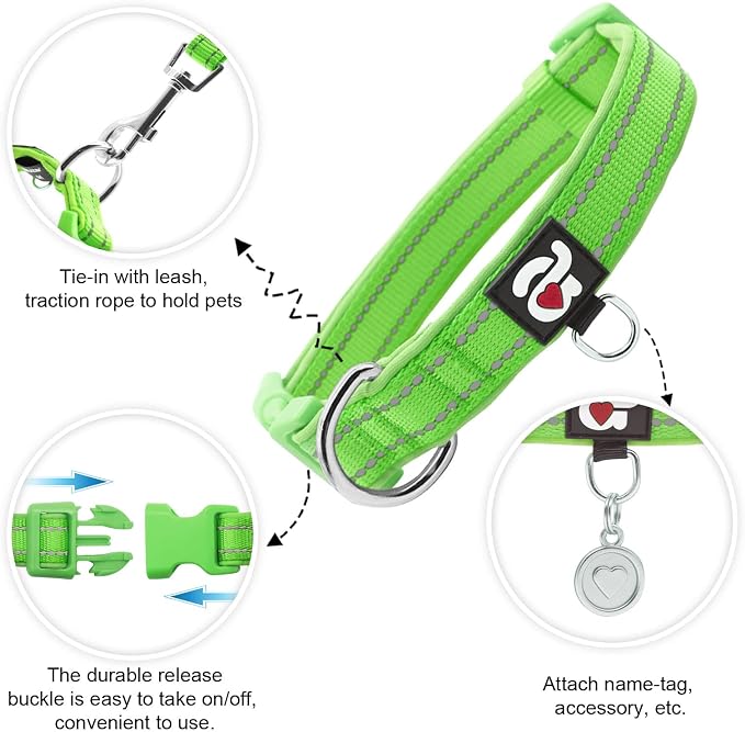 azuza Reflective Dog Collar, Soft Neoprene Padded Pet Collar - Image 2