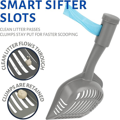 2-in-1 Pooper Scooper with Bag Attachment, Cat Litter Shovel Scoop with Bag - Image 3