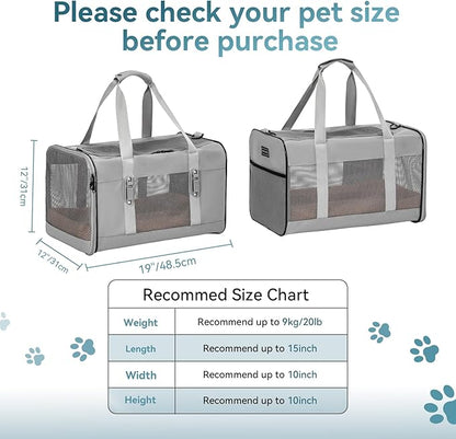 Petsfit Travel Pet Carrier for Large Cats, Soft-Sided Dog Car Travel Carrier - Image 4