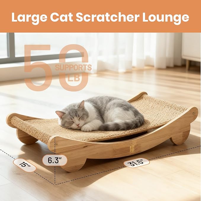 Ordora Cat Scratcher & Mat Set: 31.5" Extra Large Cat Scratch Pad&Bed – Cat - Image 3